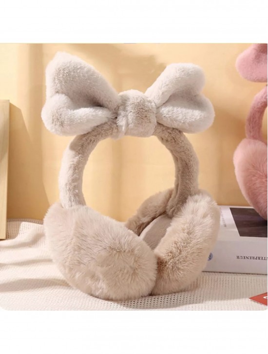 Solid Color Heart Plush Earmuff